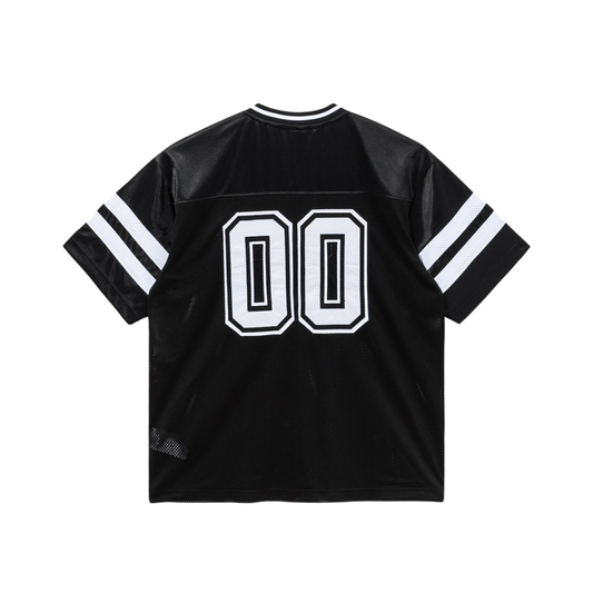 Retro Sports Mesh Top Black Short Sleeve T-Shirt