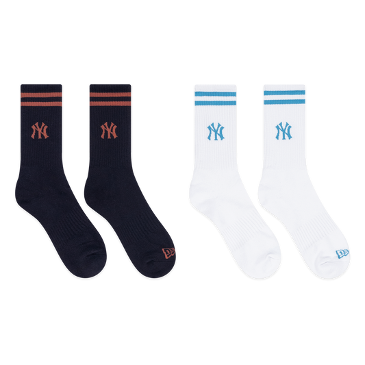 2-Pairs New York Yankees Color Era Black & White Socks
