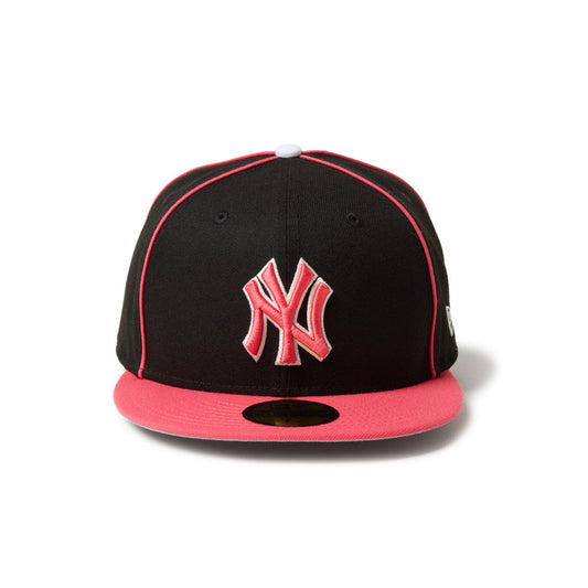59FIFTY New York Yankees MLB Piping 2-Tone Black Coral Fitted
