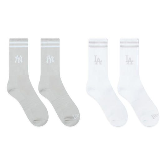 2-Pairs Los Angeles Dodgers Color Era Vintage Stone & White Socks