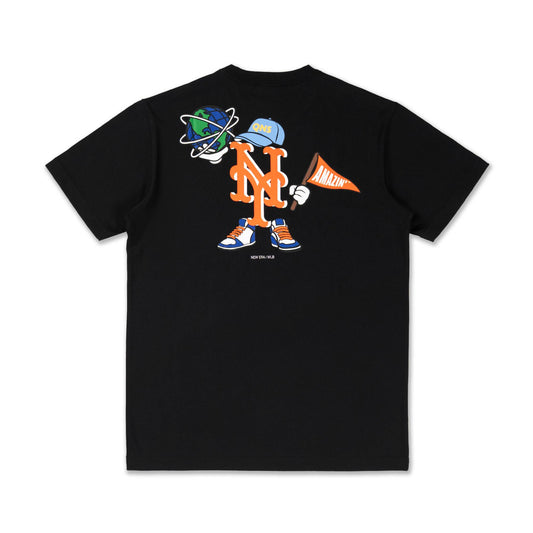 New York Mets MLB Cartoon Black Short Sleeve T-Shirt