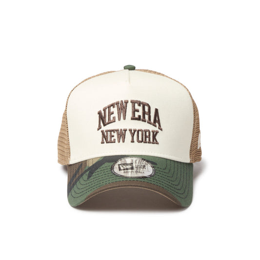 9FORTY A-Frame Trucker New York College Beige Camo Snapback