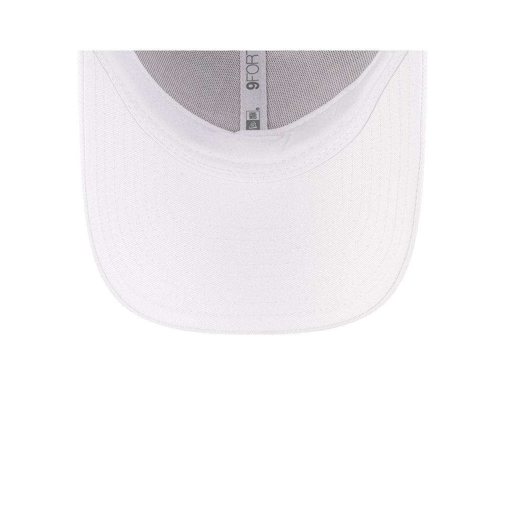 Undervisor view of New Era x Lacoste 9FORTY Women Core White Adjustable Cap showing the clean under-brim detail.