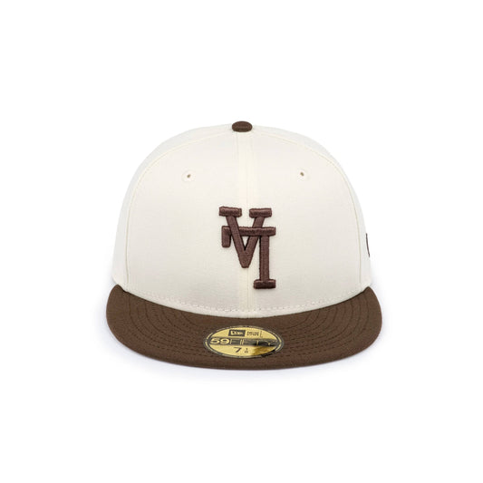 59FIFTY Los Angeles Dodgers Upside Down Walnut Visor Chrome White Fitted