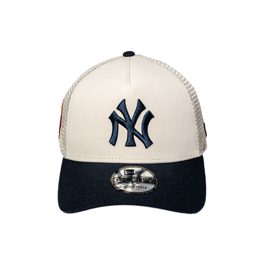 9FORTY A-Frame Trucker New York Yankees Stone Navy Snapback