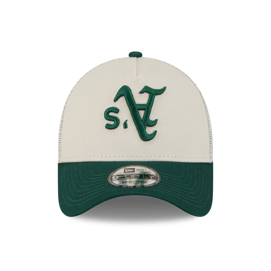 9FORTY A-Frame Trucker Oakland Athletics Upside Down Stone Grey Snapback
