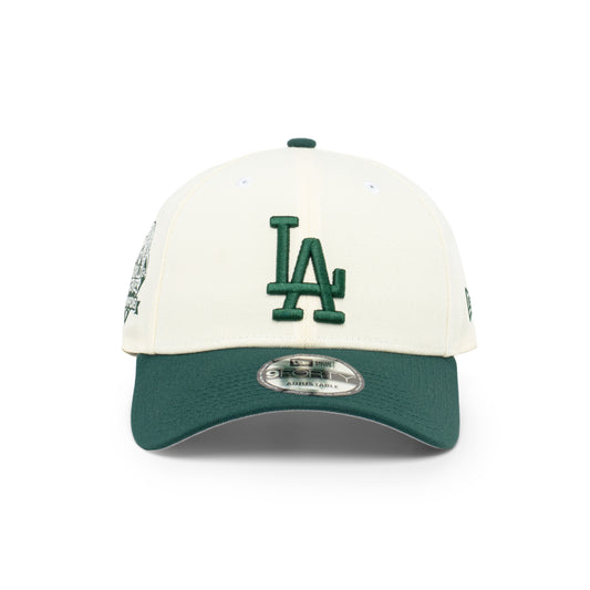 9FORTY Los Angeles Dodgers World Series Champions 2024 2-Tone Dark Green Visor Chrome White Snapback