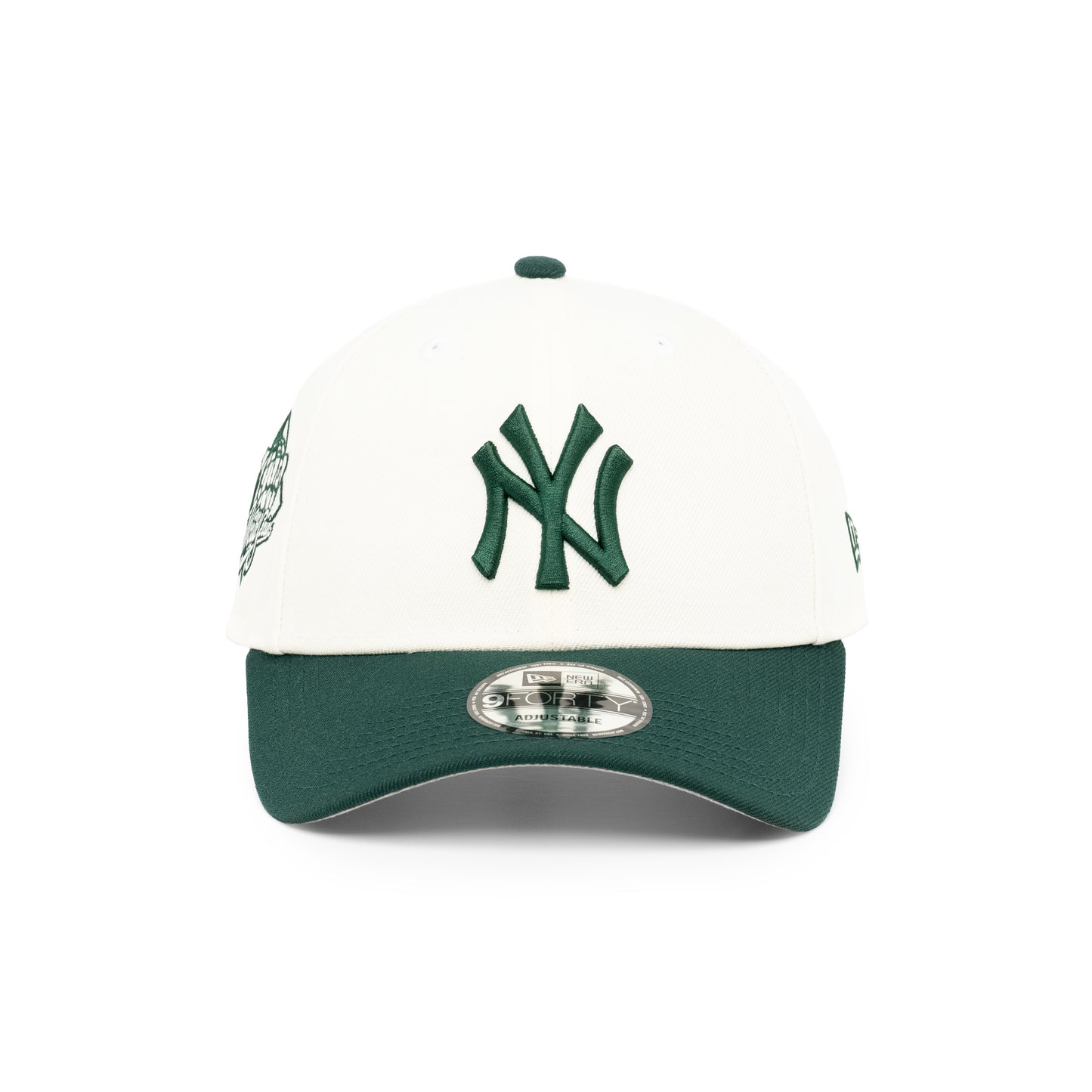 9FORTY New York Yankees 2-Tone World Series 1999 2-Tone Dark Green Visor Chrome White Snapback