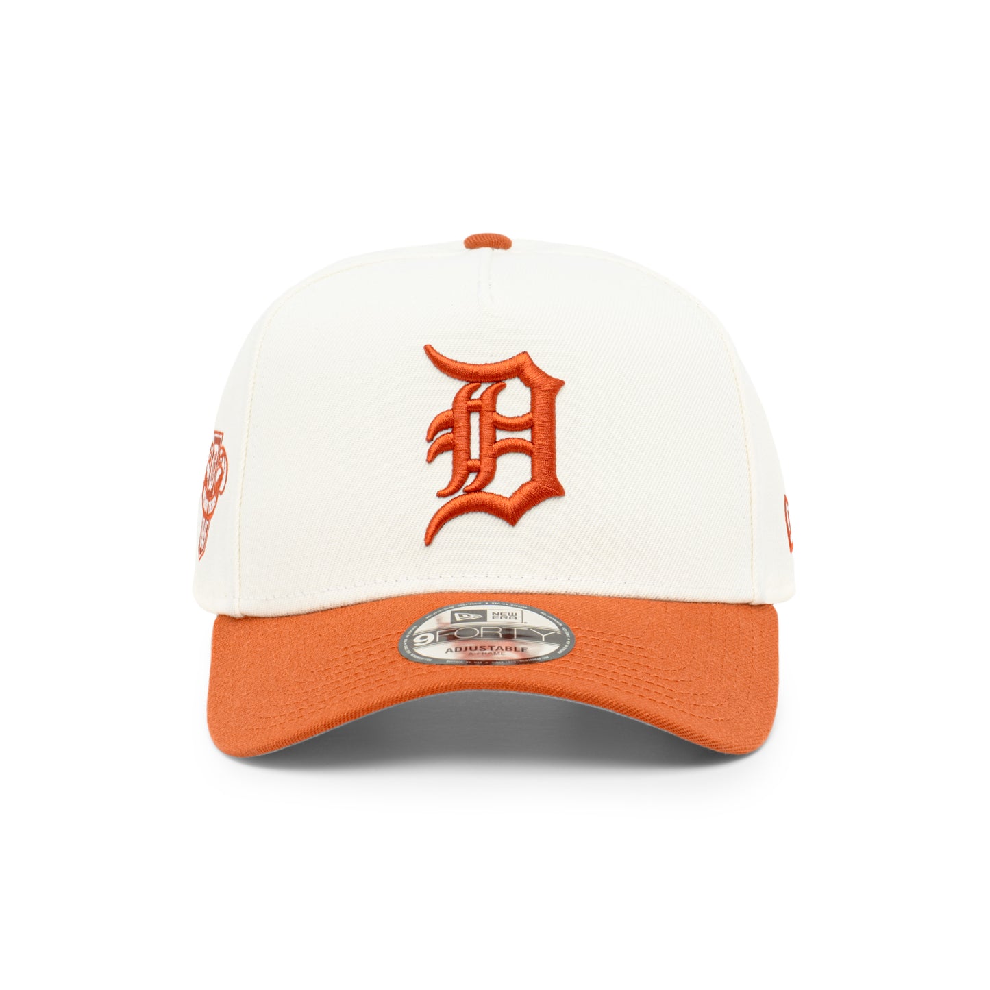 9FORTY A-Frame Detroit Tigers 1945 2-Tone Rush Orange Visor Chrome White Snapback