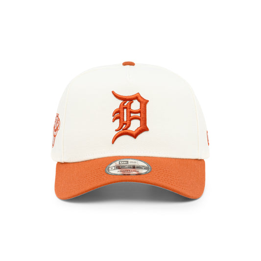 9FORTY A-Frame Detroit Tigers 1945 2-Tone Rush Orange Visor Chrome White Snapback