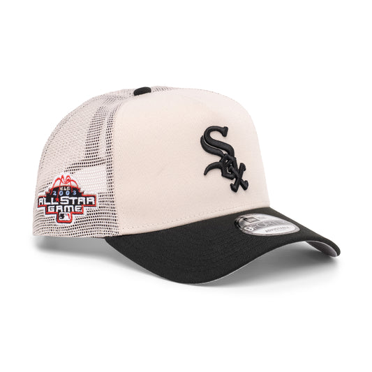 9FORTY A-Frame Trucker Chicago White Sox All Star Game 2003 2-Tone Black Visor Stone Snapback