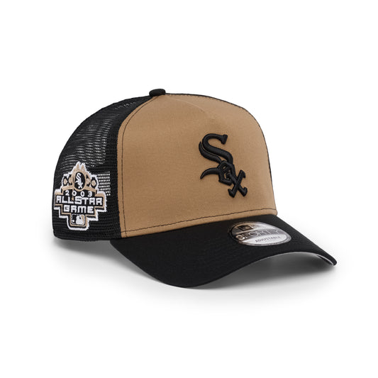 9FORTY A-Frame Trucker Chicago White Sox 2003 All-Star Game Khaki Black Snapback