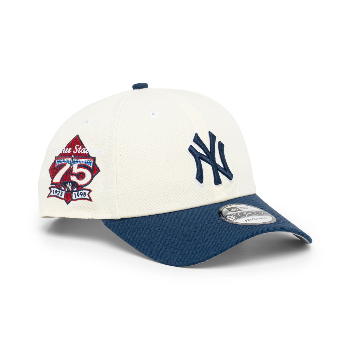 9FORTY New York Yankees Stadium 75th Anniversary 2-Tone Oceanside Blue Visor Chrome White Snapback