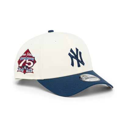 9FORTY New York Yankees Stadium 75th Anniversary 2-Tone Oceanside Blue Visor Chrome White Snapback