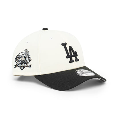 9FORTY Los Angeles Dodgers World Series Champions 2024 2-Tone Black Visor Chrome White Snapback