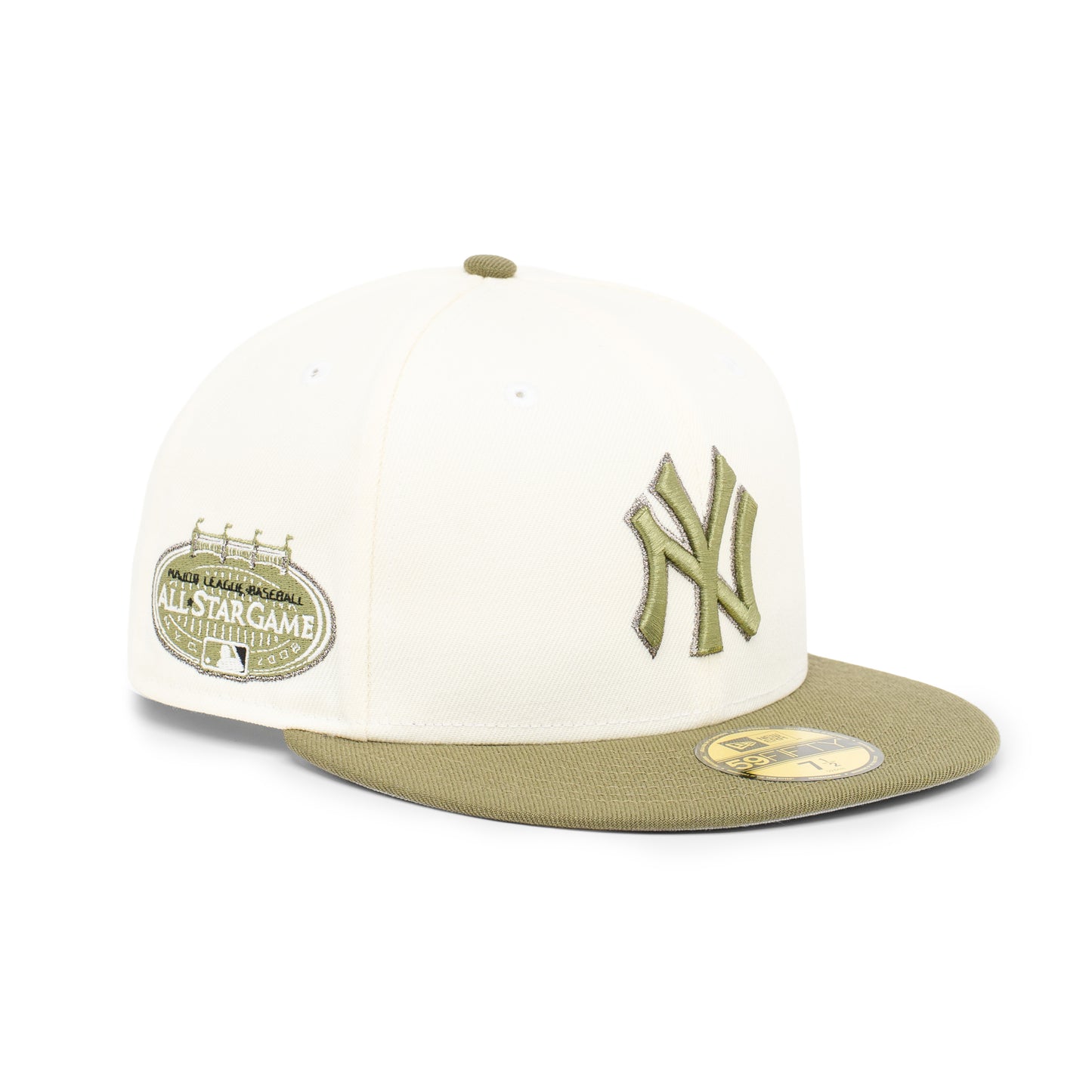 59FIFTY New York Yankees All Star Game 2008 2-Tone New Olive Visor Chrome White Fitted
