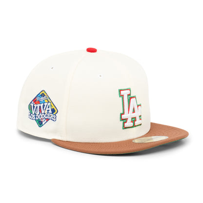 59FIFTY Los Angeles Dodgers Viva Los Dodgers 2-Tone Tiramisu Visor Chrome White Fitted