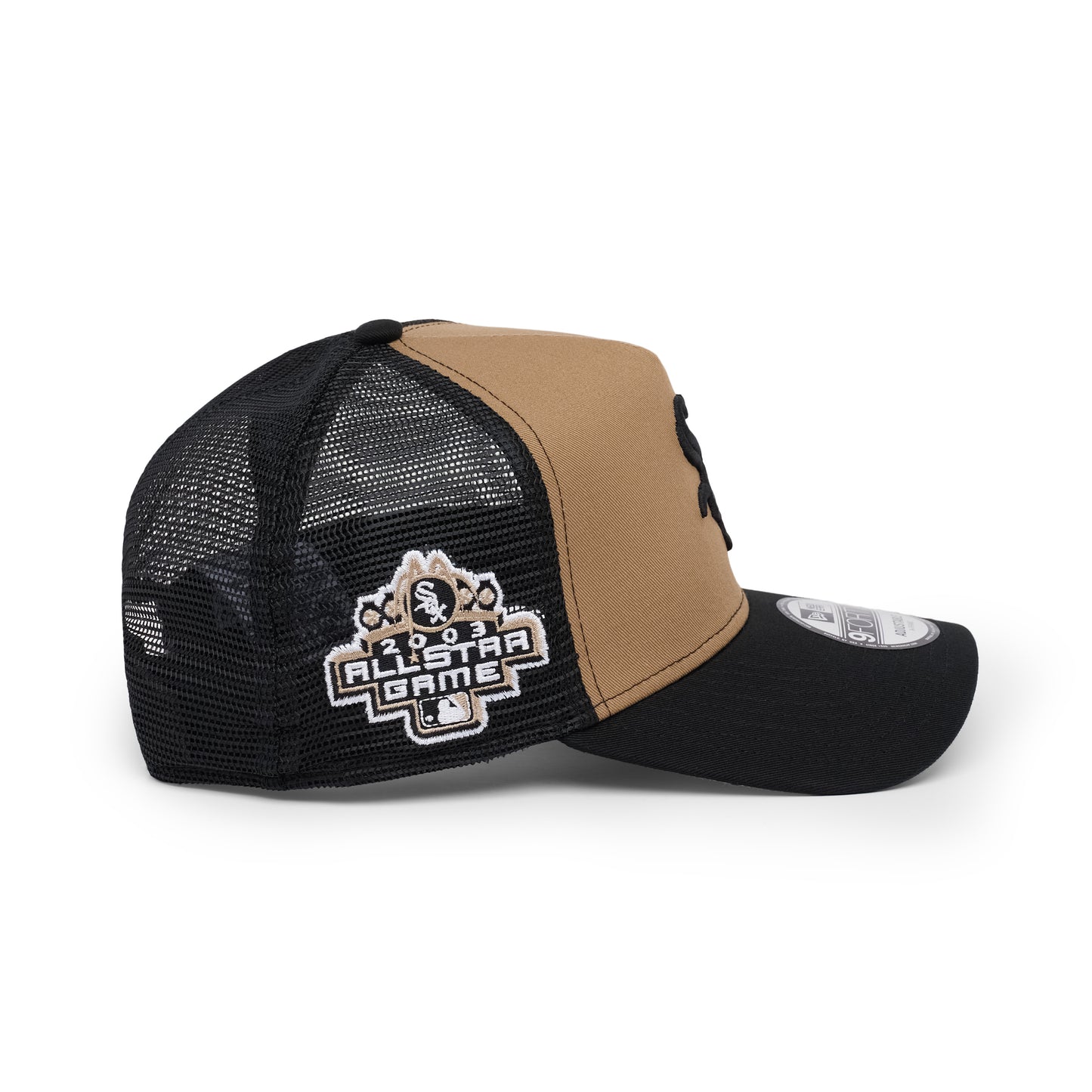 9FORTY A-Frame Trucker Chicago White Sox 2003 All-Star Game Khaki Black Snapback