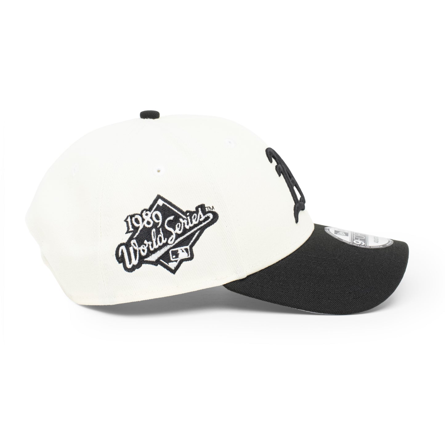 9FORTY Oakland Athletics World Series 1989 2-Tone Black Visor Chrome White Snapback