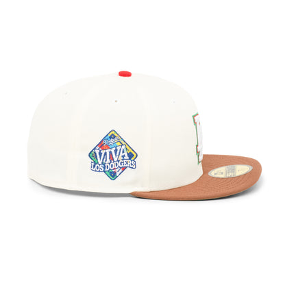 59FIFTY Los Angeles Dodgers Viva Los Dodgers 2-Tone Tiramisu Visor Chrome White Fitted
