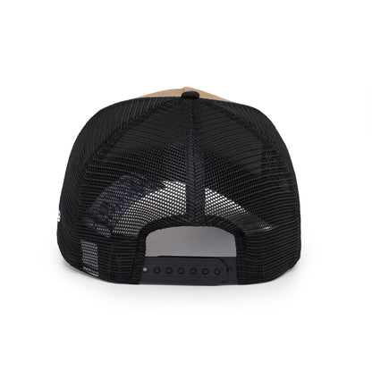 9FORTY A-Frame Trucker Los Angeles Dodgers Stadium 50th Anniversary Khaki Black Snapback
