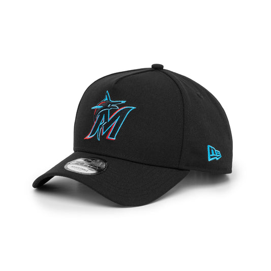9FORTY A-Frame Miami Marlins Black Snapback