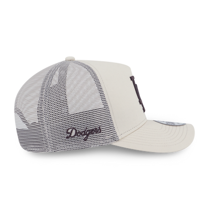 9FORTY A-Frame Trucker Los Angeles Dodgers Color Era Light Cream Snapback