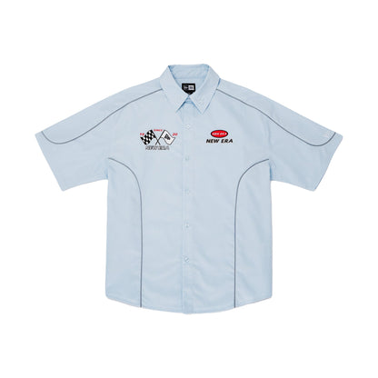 New Era Racing Light Blue Short Sleeve Woven Shirt