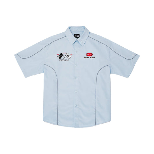 New Era Racing Light Blue Short Sleeve Woven Shirt