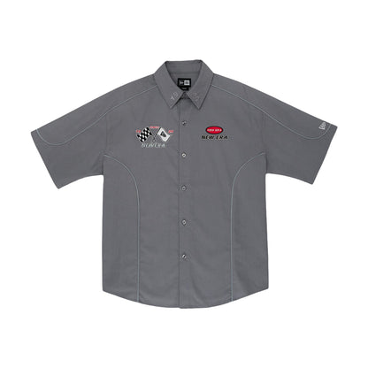 New Era Racing Grey Short Sleeve Woven Shirt