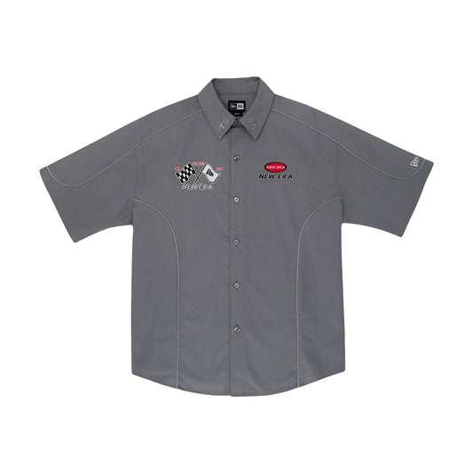New Era Racing Grey Short Sleeve Woven Shirt