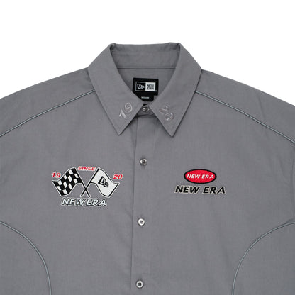 New Era Racing Grey Short Sleeve Woven Shirt