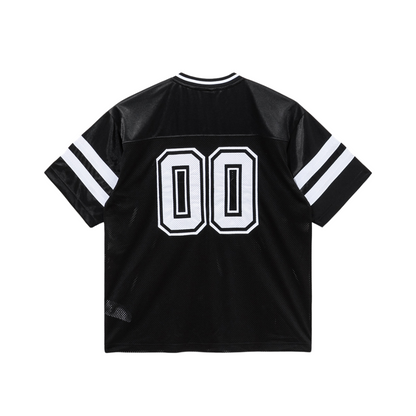 Retro Sports Mesh Top Black Short Sleeve T-Shirt