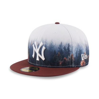 59FIFTY New York Yankees Forest 2-Tone Deep Auburn Brown Visor All-Over Print Fitted