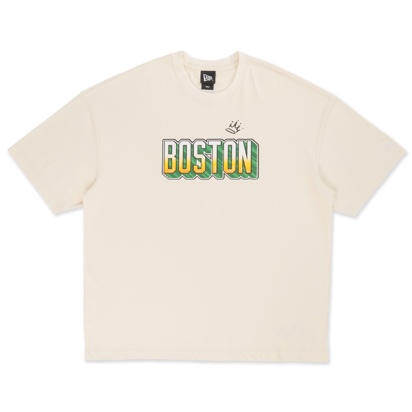 Boston Celtics League Mix Chrome White Oversized Short Sleeve T-Shirt