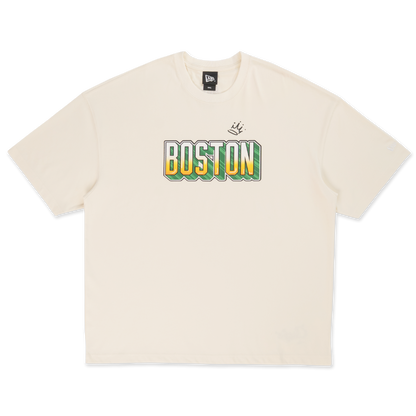 Boston Celtics League Mix Chrome White Oversized Short Sleeve T-Shirt