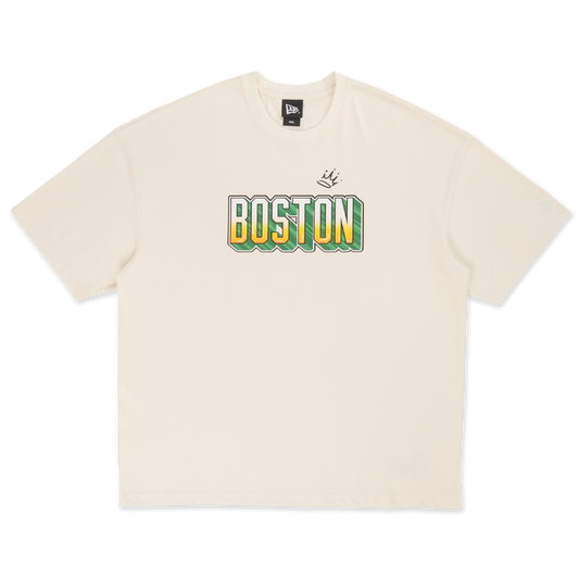 Boston Celtics League Mix Chrome White Oversized Short Sleeve T-Shirt