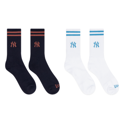2-Pairs New York Yankees Color Era Black & White Socks