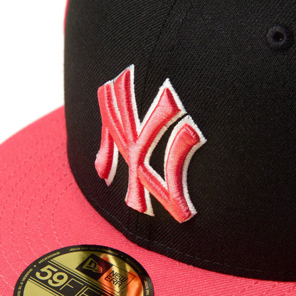 59FIFTY New York Yankees  MLB Piping 2-Tone Black Coral Fitted