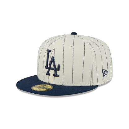 59FIFTY Los Angeles Dodgers Stripes Chrome White Fitted