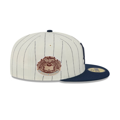 59FIFTY Los Angeles Dodgers Stripes Chrome White Fitted