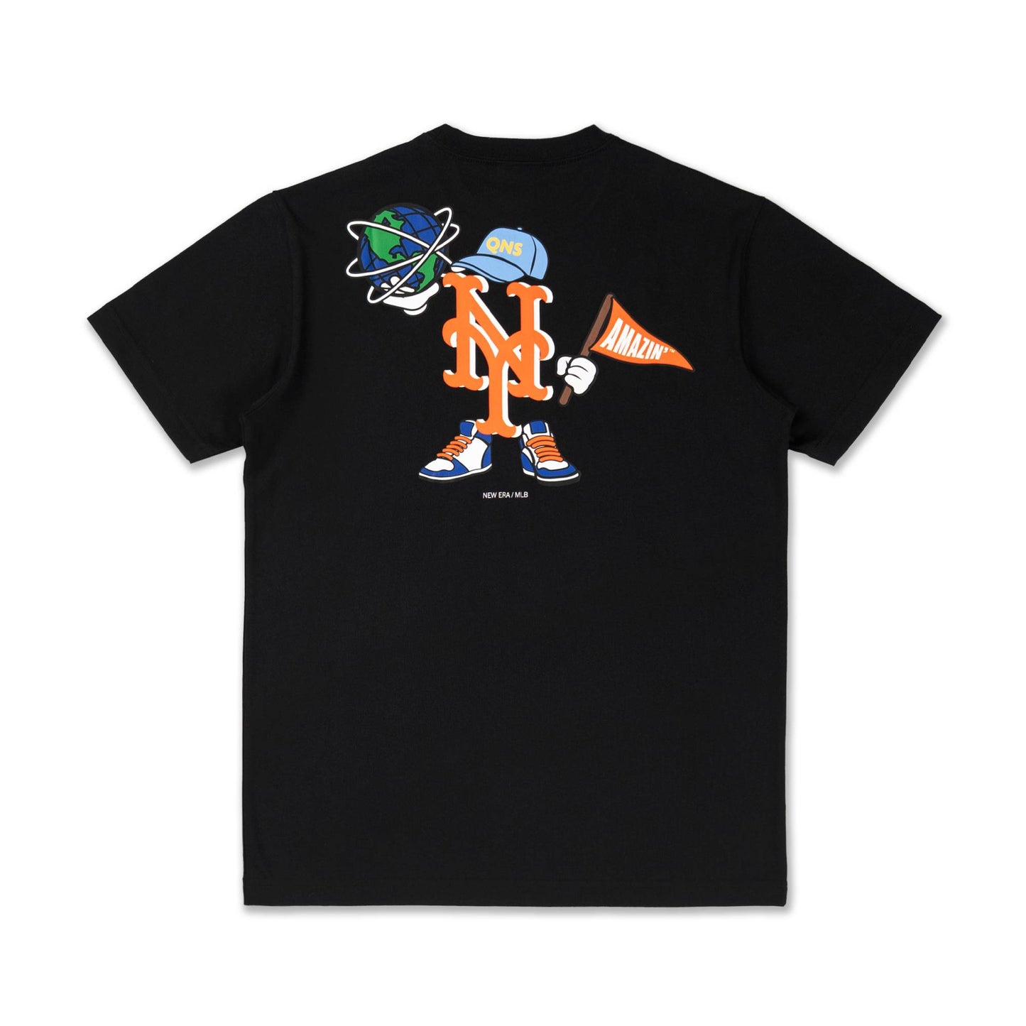 New York Mets MLB Cartoon Black Short Sleeve T-Shirt