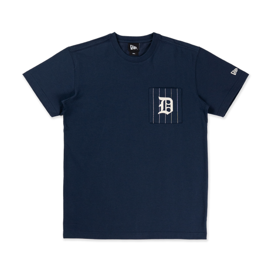 Detroit Tigers Stripes Oceanside Blue Short Sleeve T-Shirt