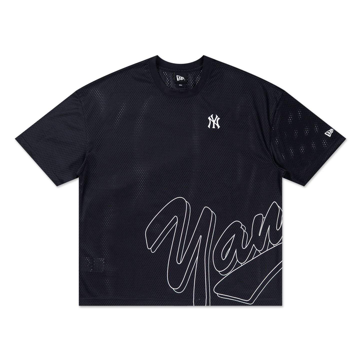 New York Yankees Mix League Cross Panels Black Oversized Short Sleeve T-Shirt