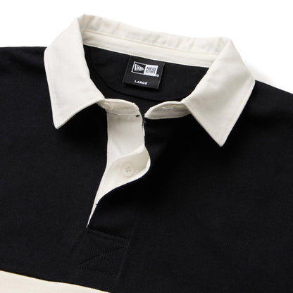 New Era Stripe Black Oversized Short Sleeve Rugby Shirt