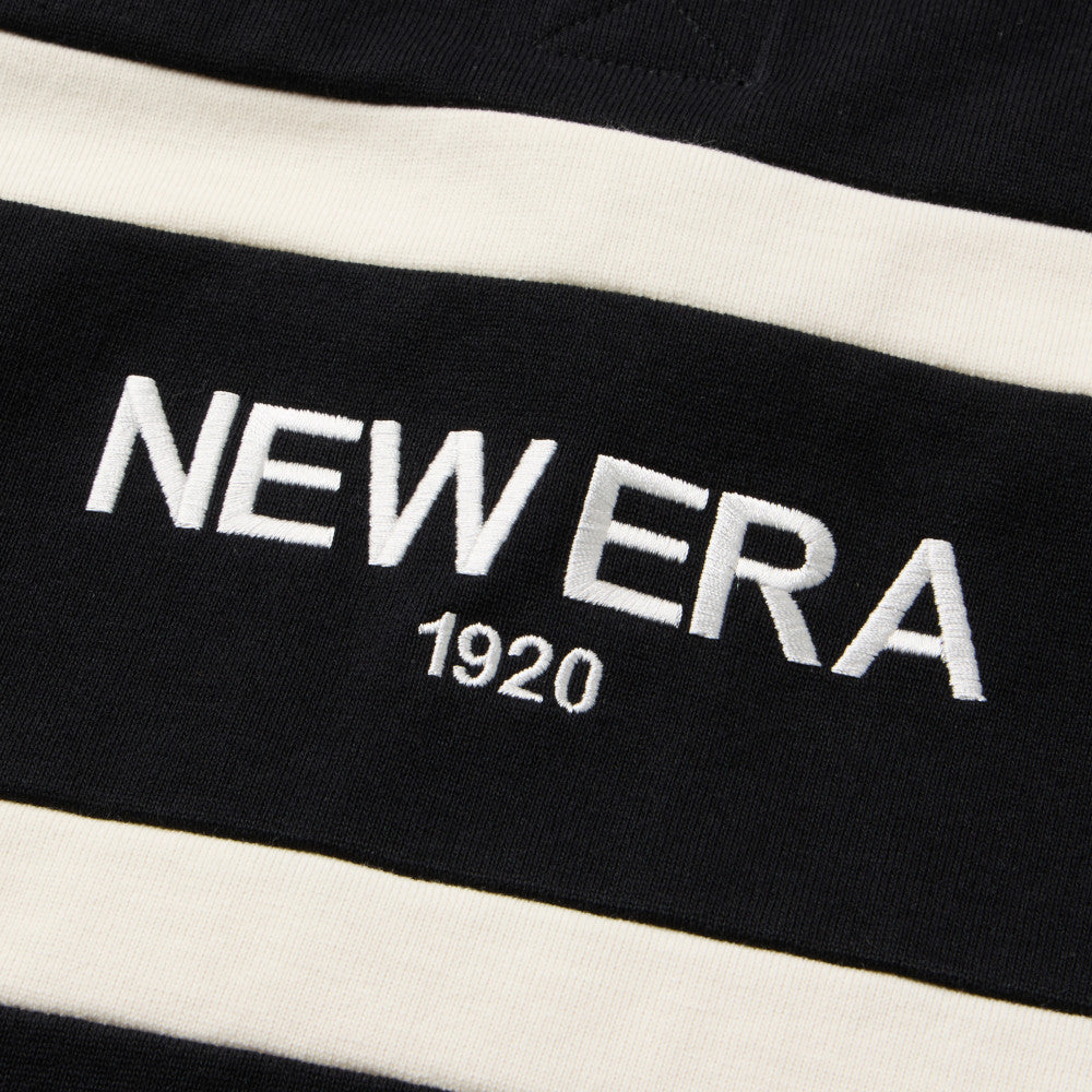 New Era Stripe Black Oversized Short Sleeve Rugby Shirt