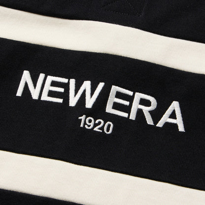 New Era Stripe Black Oversized Short Sleeve Rugby Shirt