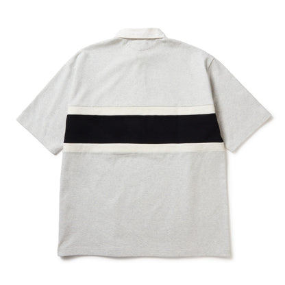 New Era Stripe Gray Oversized Short Sleeve Rugby Shirt