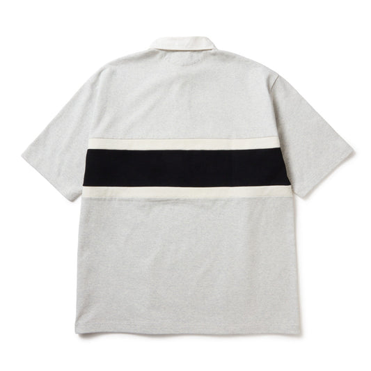 New Era Stripe Gray Oversized Short Sleeve Rugby Shirt