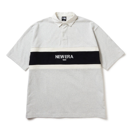 New Era 1920 Henley Grey Short Sleeve Oversized Rugby Polo